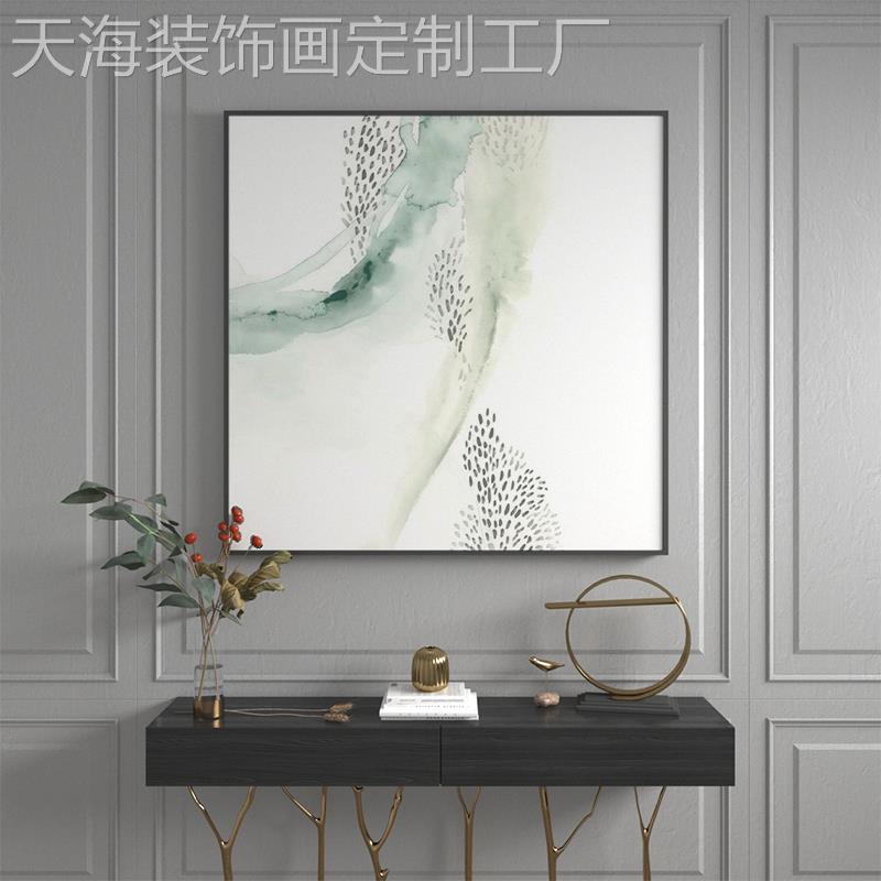 网红春玄关装饰画新中式挂画中国风壁国画正方形餐厅画水意彩墙画图片