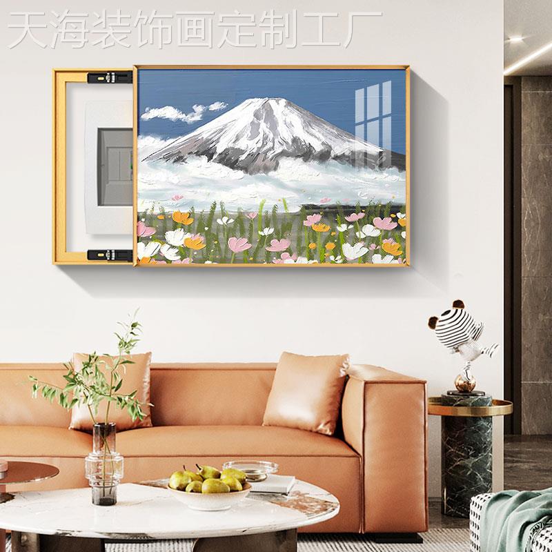 网红餐厅电表箱箱装景饰画风欧推拉弱电电闸开关遮挡盒免北打孔挂