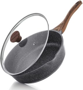 美国代购SENSARTE Frying Pan Skillet瑞士花岗岩涂层不粘深煎锅