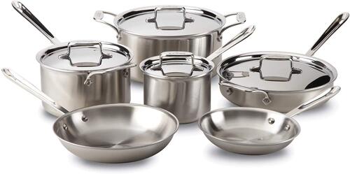 美国代购All-Clad D5 Cookware Set 不锈钢煎锅汤锅6件套5层结构