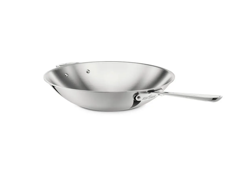 美国代购 All Clad D3 Stainless Wok 3层复合不锈钢炒锅 14英寸