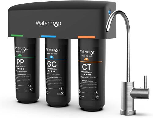 美国代购Waterdrop TSB 厨下式净水器3级过滤超滤净水含水龙头