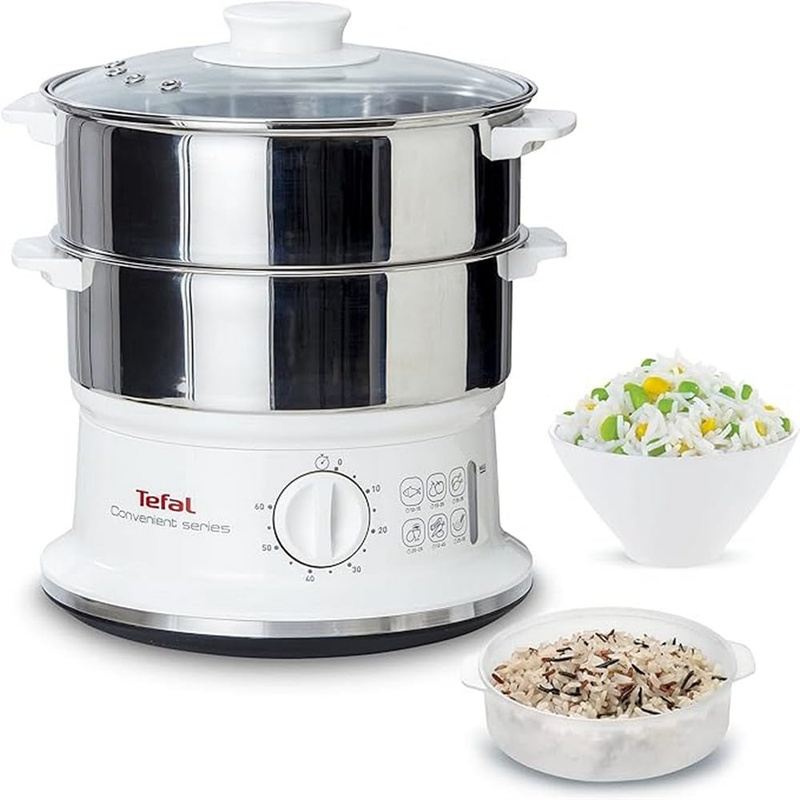 德国代购Tefal VC1451 Steamer 6升两不锈钢蒸屉带计时器电蒸锅