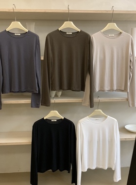 经典韩国大象elephant纯色简约白t打底单穿长袖柔软宽松均码薄棉T