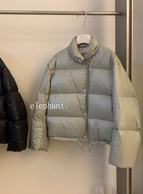 冬季新品韩国elephant简约纯色立领蓬松白鸭绒面包羽绒服均码
