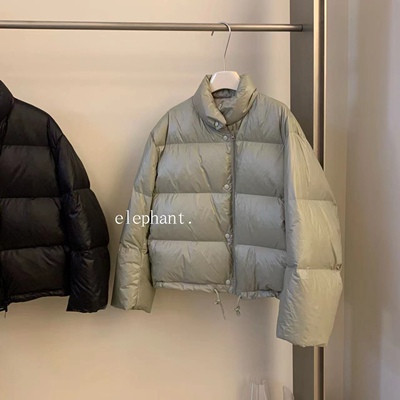 冬季新品韩国elephant简约纯色立领蓬松白鸭绒面包羽绒服均码