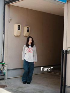 2025新品 韩国FANF简约百搭拼色印花字母宽松百搭休闲T恤女均码