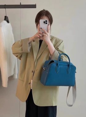 新品韩国verso极简男友风oversize休闲双扣阔型西装外套均码女