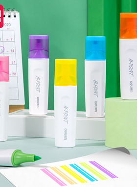 得力S600单头荧光笔重点醒目标记笔手帐可用水性记号笔含PRO色系