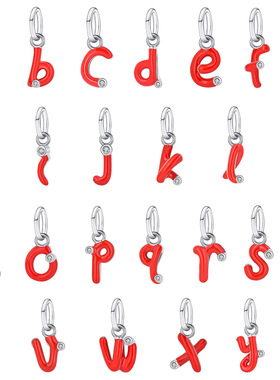 26个英文字母红色滴油串珠I LOVE YOU吊坠手链diy配件charm项链