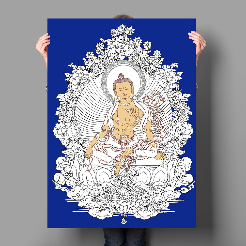 纯棉油画布西藏热贡唐卡描金线稿图片