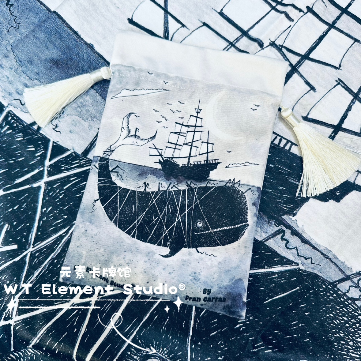 现货 W.T Element Studio®️ 孤独的鲸 桌游 塔罗牌桌布牌袋