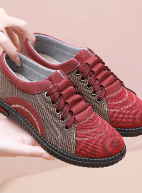 老北京布鞋女春秋新款妈妈鞋轻便防滑平底奶奶鞋软底舒适休闲单鞋