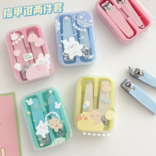 日本可爱儿童指甲剪刀套装可爱卡通女专用便携盒装宿舍指甲钳家用 - 封面