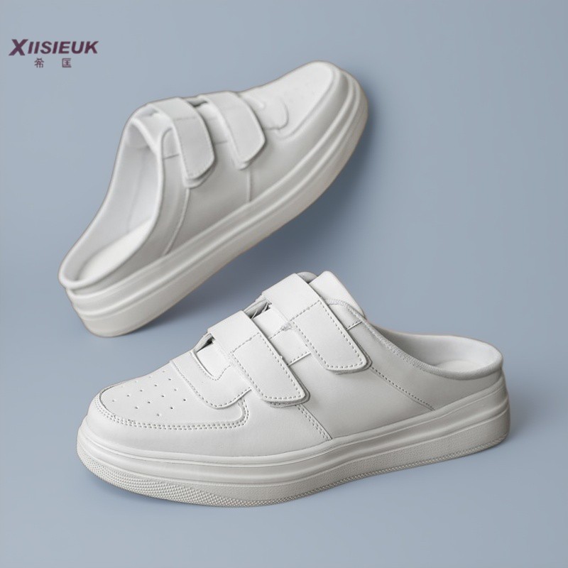 半托鞋男老爹免系带板鞋无后跟