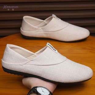 可踩脚后跟鞋 子男韩版 潮流一脚蹬半托开车休闲豆豆运动老北京布鞋