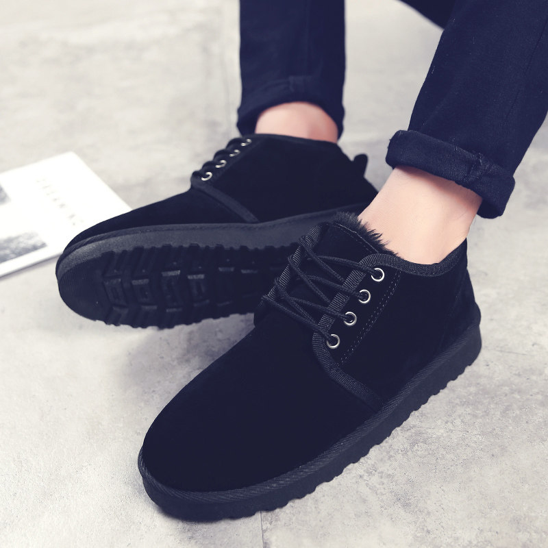 冬季棉鞋加厚雪地靴男个性面包鞋低帮棉靴青少年男生小码36 37 38