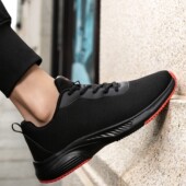 2025新款 3738小码 男鞋 青少年运动鞋 子网面黑色行政通勤公务跑步鞋