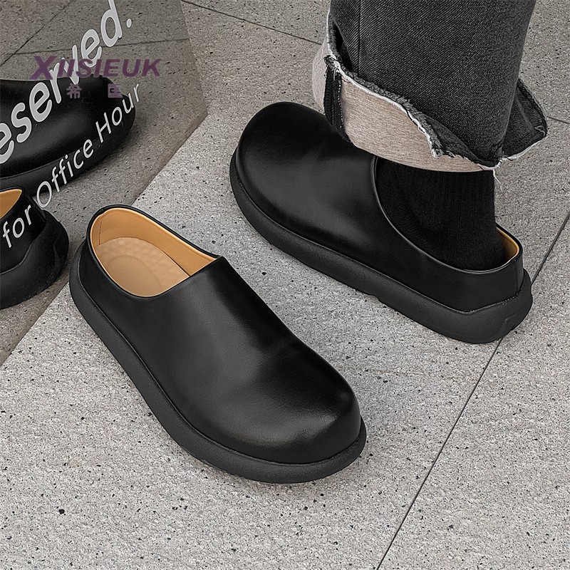 4546大码真皮半拖鞋男2025新款