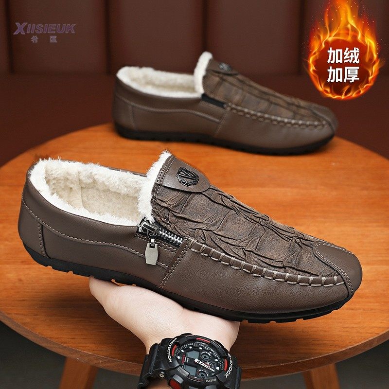 男士豆豆鞋子2025冬季新款加绒一脚蹬加绒保暖休闲皮鞋开车痘痘鞋,流行男鞋,乐福鞋（豆豆鞋）,淘宝优惠券,粉丝福利购,淘宝优惠卷