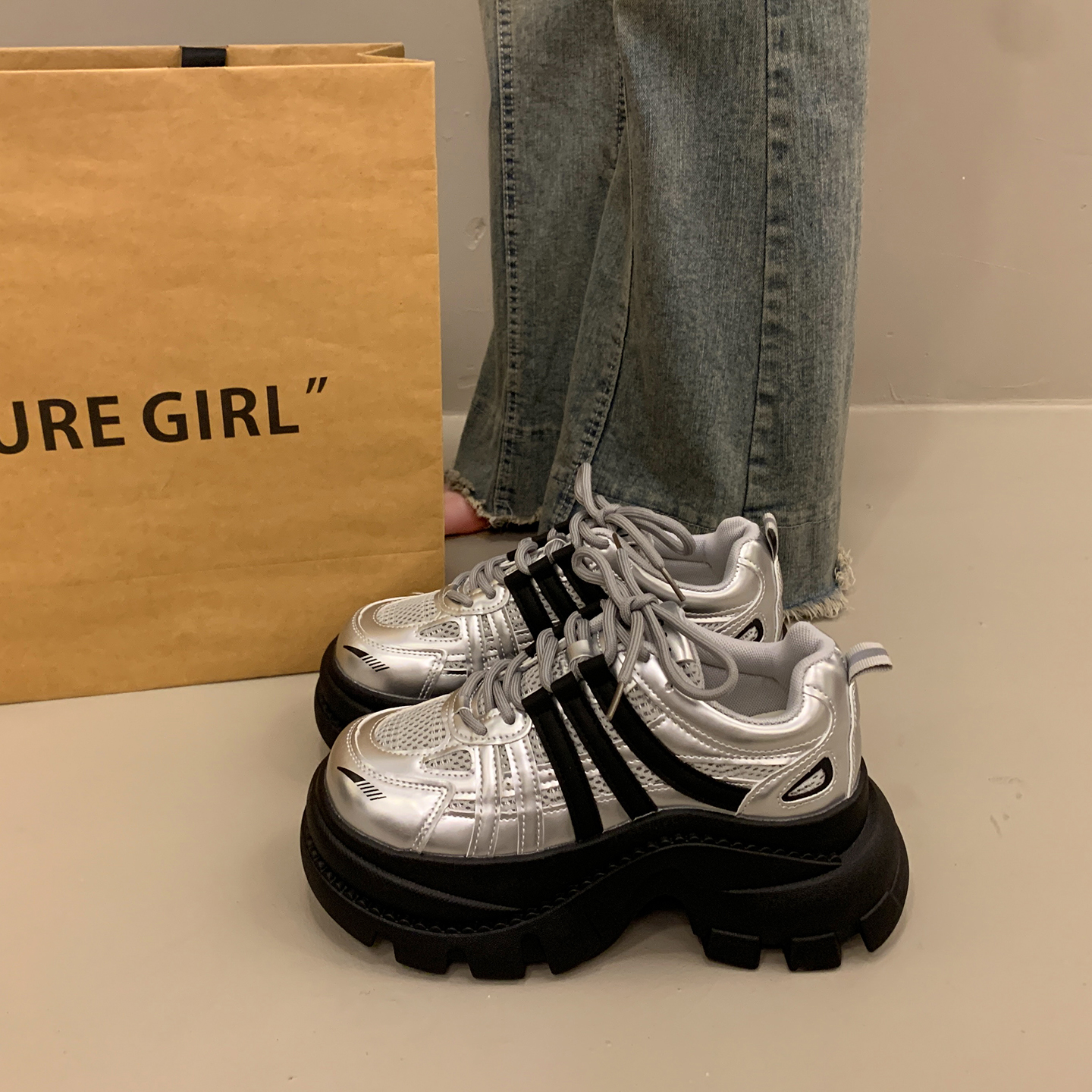 爆款老爹鞋女秋冬季显脚小运动鞋