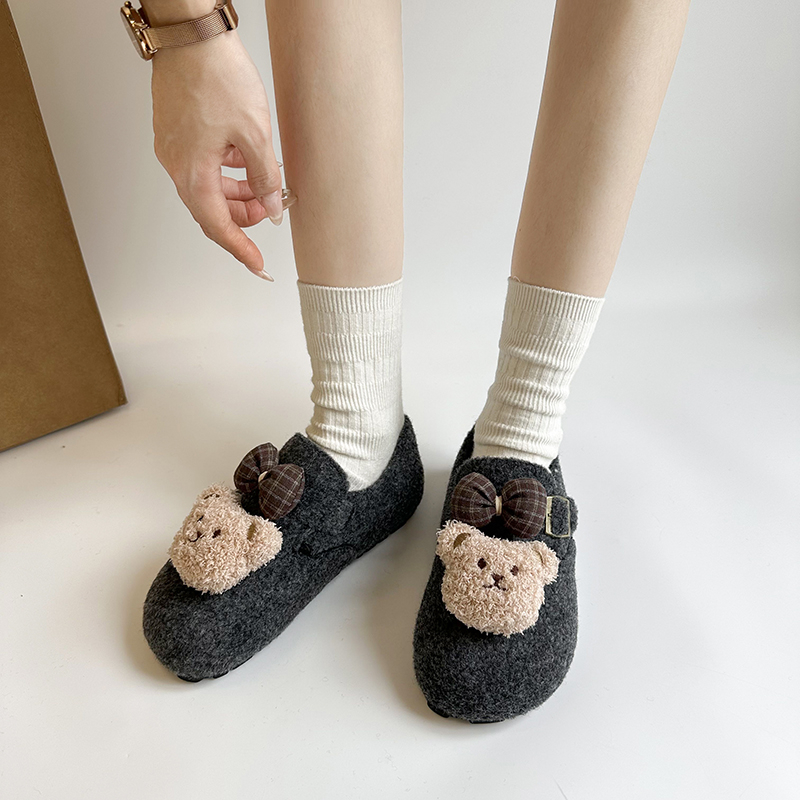 法式包头半拖高跟鞋女秋冬季外出