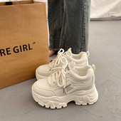 松糕厚底老爹鞋 女小个子增高2026新款 欧货春季 爆款 白色百搭休闲鞋