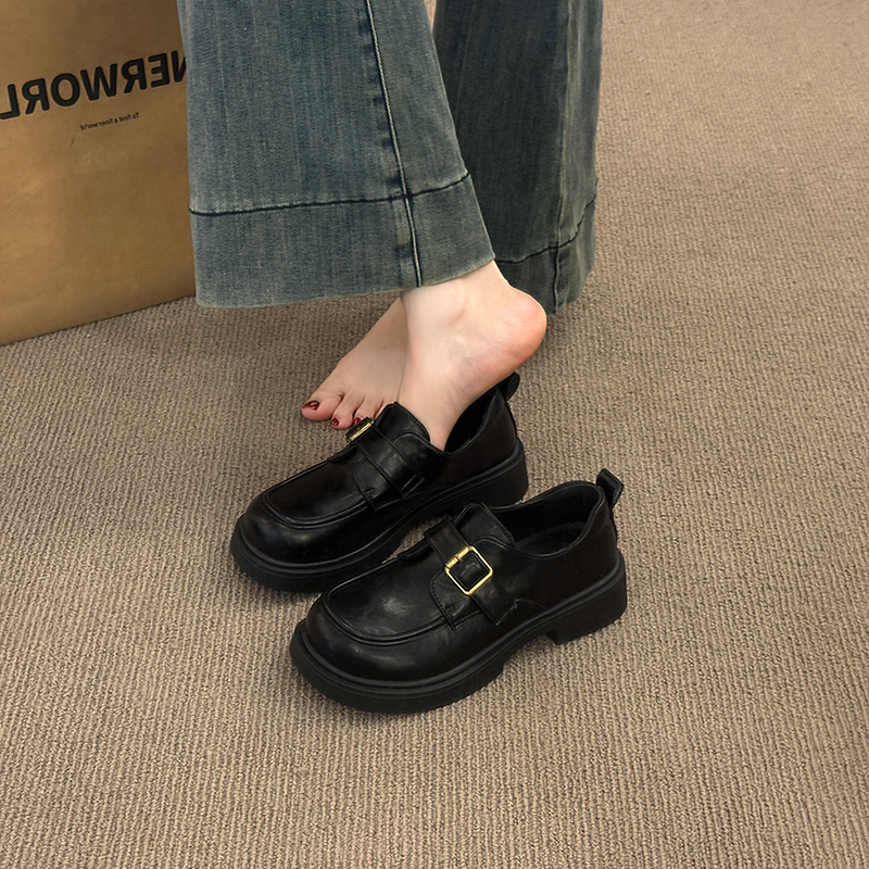 复古小皮鞋女秋冬季百搭深口单鞋