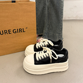 运动休闲松糕鞋 爆款 女春季 2026新款 高级感百搭小白鞋 厚底增高板鞋