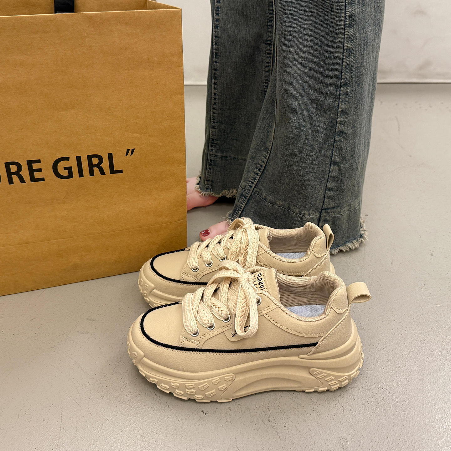 显脚小欧货老爹鞋女秋冬季休闲鞋