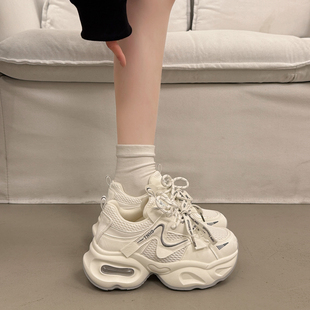 欧洲站松糕厚底老爹鞋女增高显脚小2026新款春季小个子运动休闲鞋