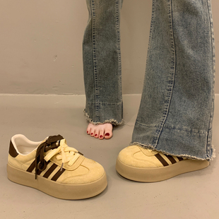 百搭小众厚底板鞋 休闲运动鞋 女复古德训鞋 春秋季 2026超火新款 爆款