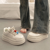休闲运动鞋 高级感厚底松糕小白鞋 春季 爆款 女增高板鞋 2026超火新款