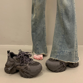 松糕厚底老爹鞋 女春季 小个子增高2026新款 爆款 百搭灰色运动休闲鞋