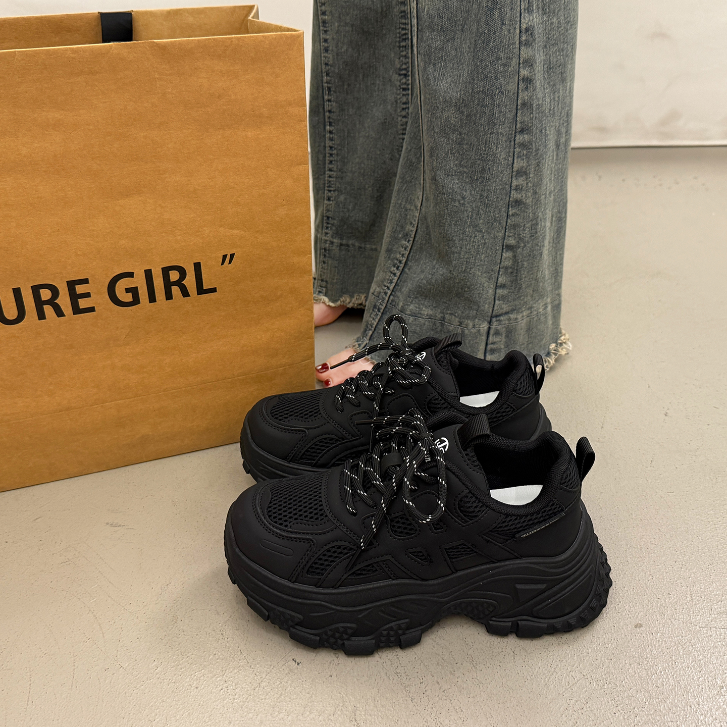 超火显脚小老爹鞋女秋冬季休闲鞋