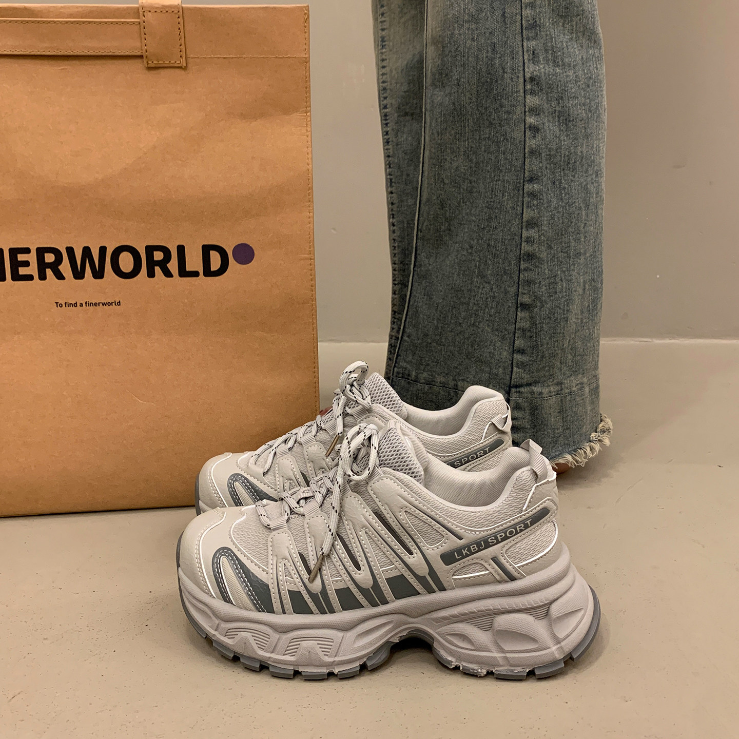 超火爆款厚底老爹鞋女春季小个子增高2026新款灰色运动休闲阿甘鞋,女鞋,时尚休闲鞋,淘宝优惠券,粉丝福利购,淘宝优惠卷