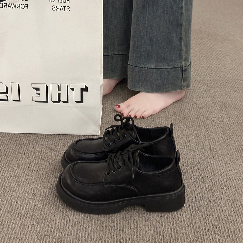 英伦小皮鞋女秋冬季绝美深口单鞋