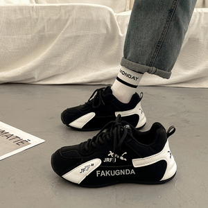 欧洲站港风厚底显脚小老爹鞋女2024新款秋冬季轻便休闲运动阿甘鞋