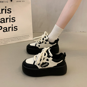 休闲运动松糕鞋 爆款 女2026新款 春秋季 韩系百搭小白鞋 增高厚底板鞋