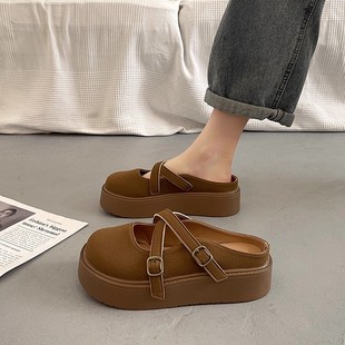 春秋季 超火勃肯包頭半拖鞋 2025新款 一腳蹬懶人鞋 女外穿厚底穆勒鞋