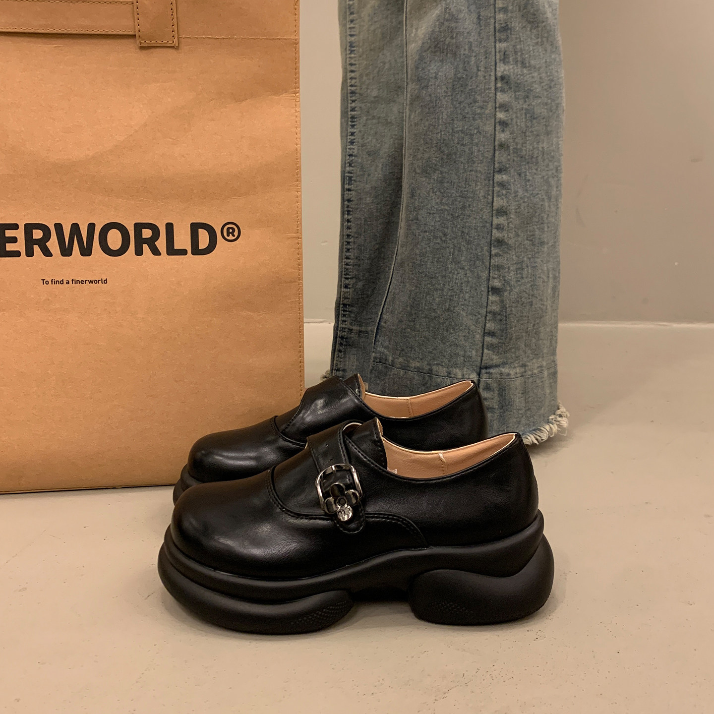 英伦黑色百搭厚底小皮鞋女法式深口单鞋2025新款秋冬玛丽珍乐福鞋,女鞋,深口单鞋,淘宝优惠券,粉丝福利购,淘宝优惠卷