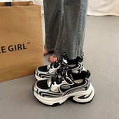 欧货银色厚底老爹鞋 百搭运动休闲鞋 女小个子增高2026超火新款 春季