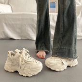 百搭厚底老爹鞋 女春季 小个子增高2026新款 爆款 松糕白色休闲运动鞋