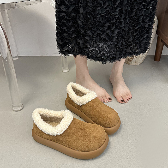 法式绝美棕色圆头深口单鞋女冬季