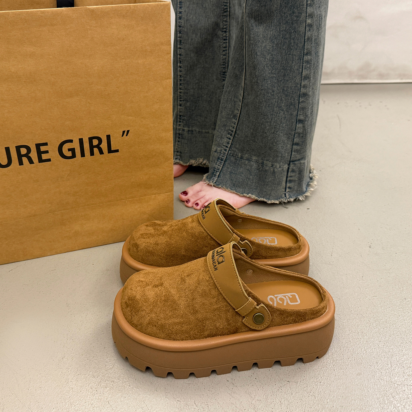 超火绝美包头拖鞋女博肯鞋穆勒鞋