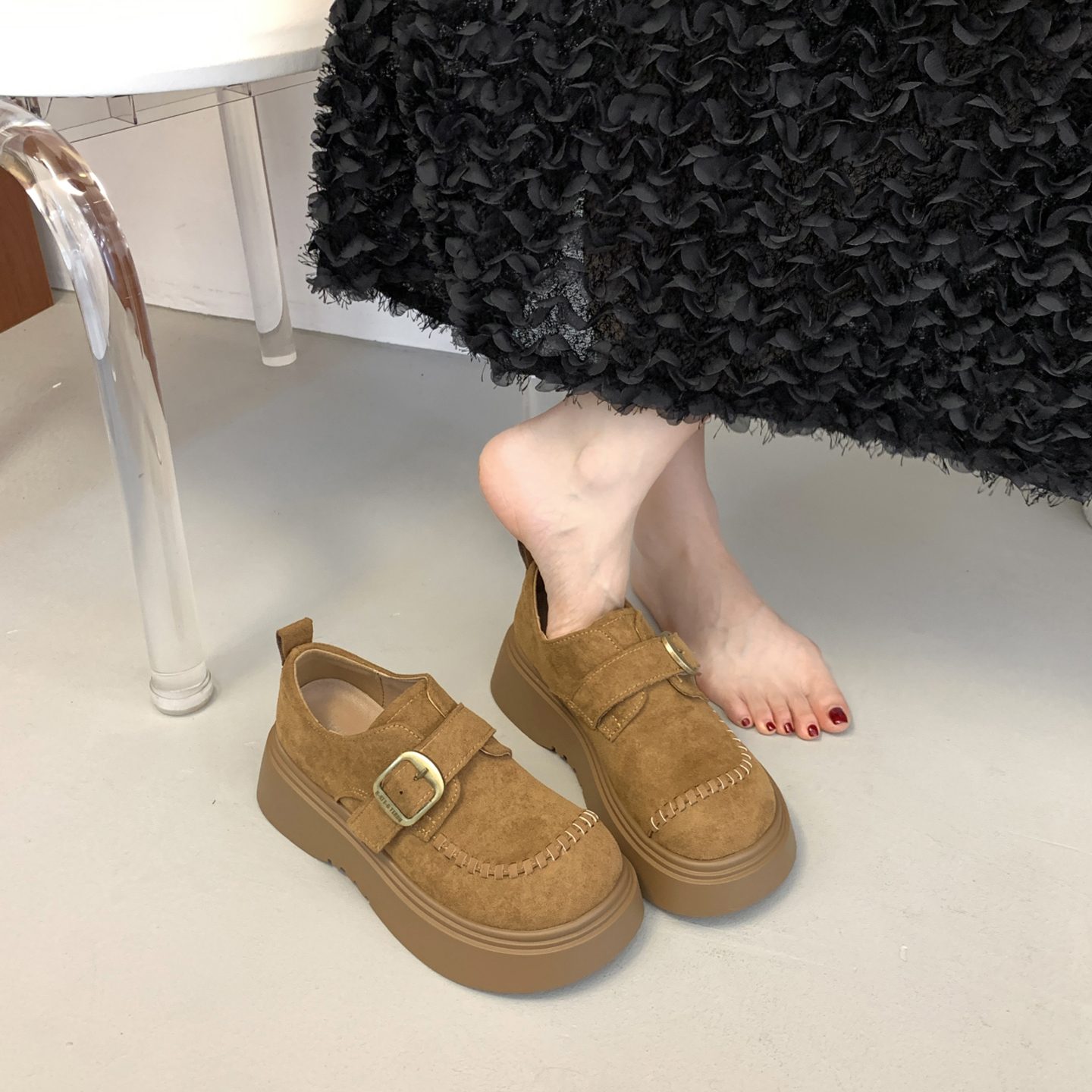 法式气质单鞋女秋季博肯鞋乐福鞋