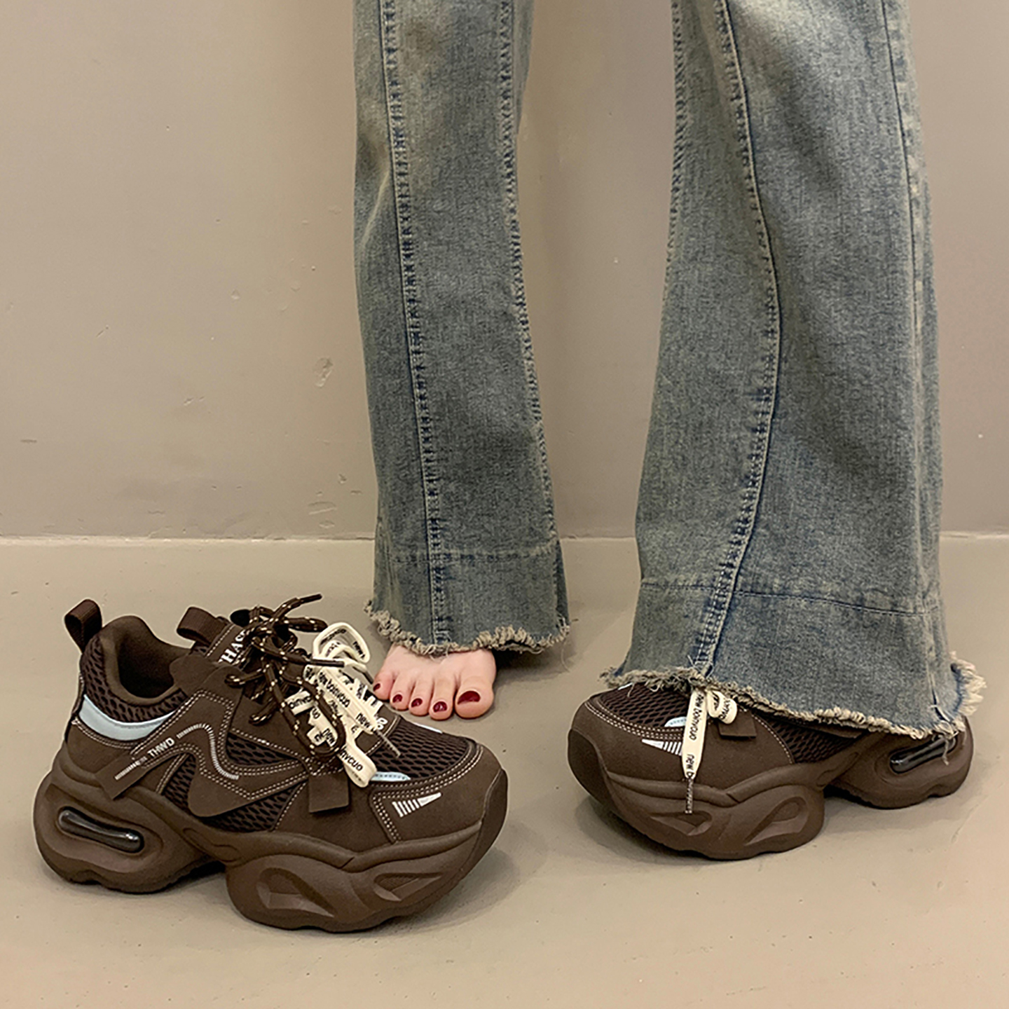 显脚小松糕老爹鞋女秋冬季运动鞋