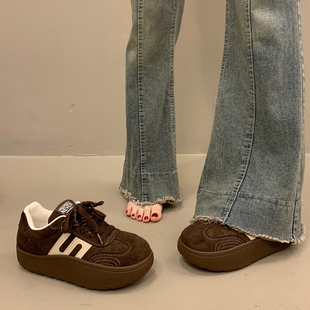 百搭小众厚底板鞋 运动休闲老爹鞋 女复古德训鞋 春秋季 2026新款 爆款