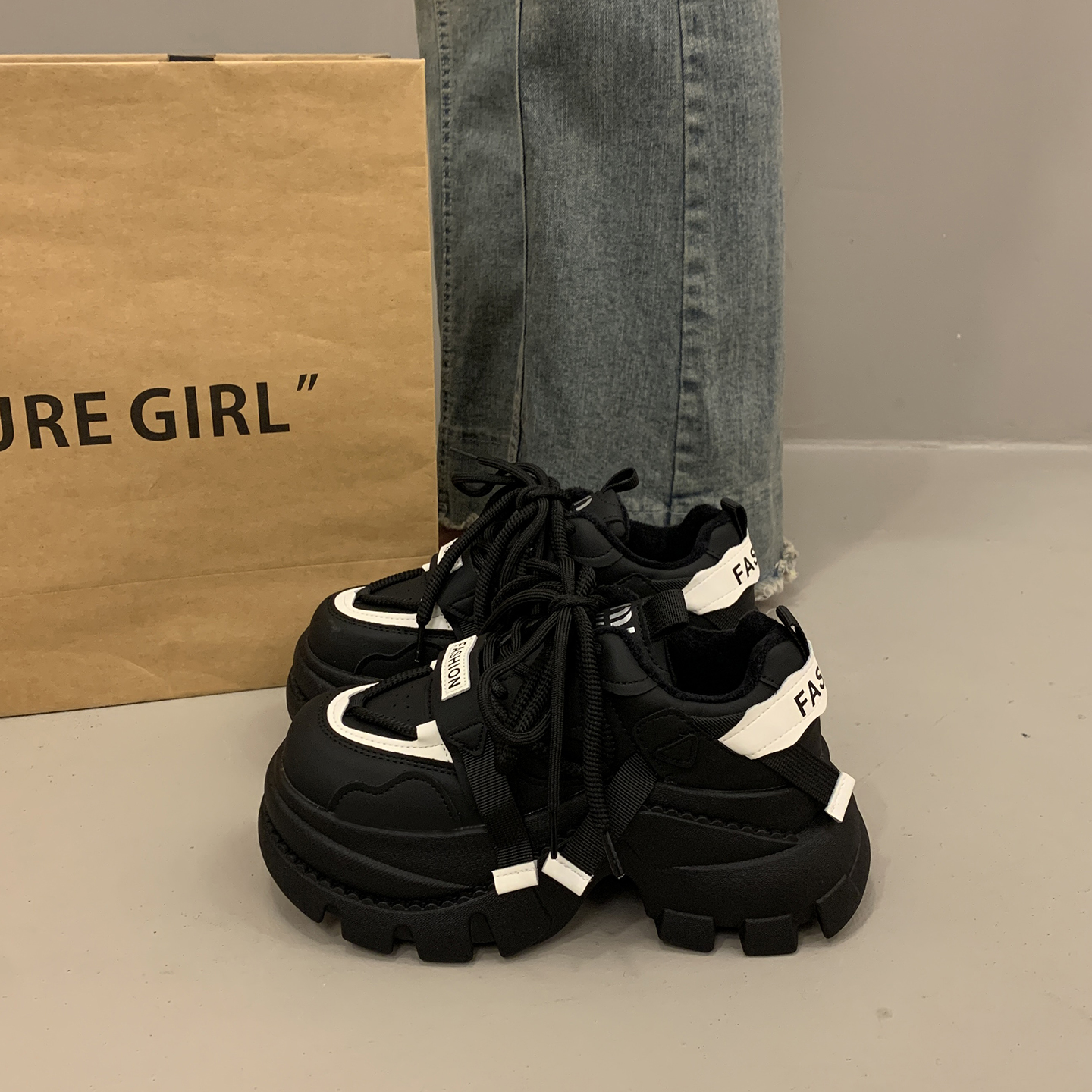 超火老爹鞋女秋冬季显脚小运动鞋