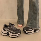 超火厚底老爹鞋 显脚小灰色运动休闲鞋 女小个子增高2026新款 春秋季